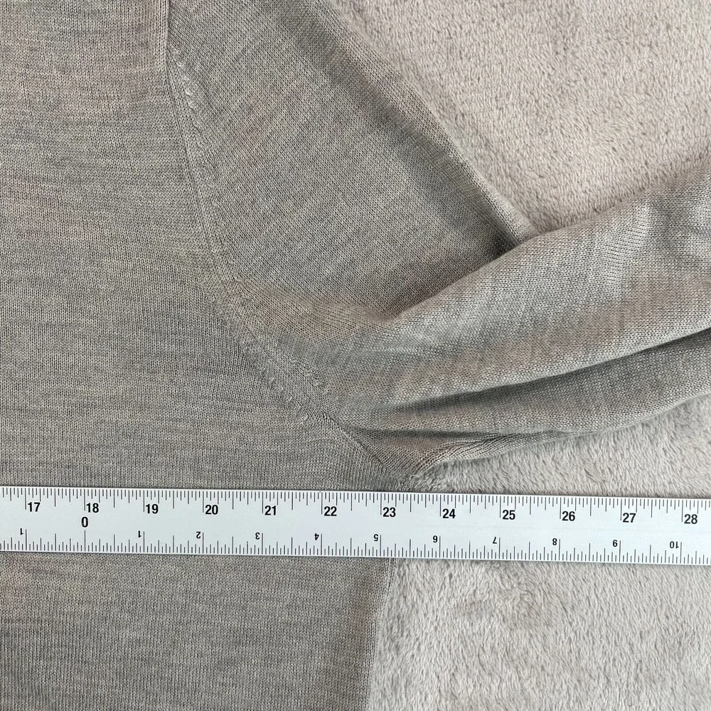 Banana‎ Republic 1/4 Zip Sweater Men Large Taupe Heather Merino Wool Blend NWOT